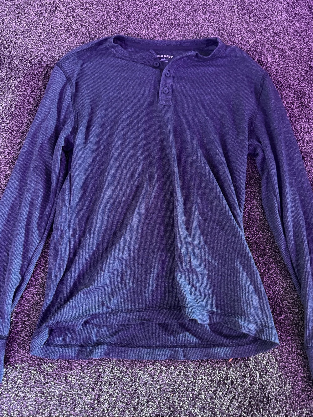 Waffle Knit Old Navy Long Sleeve Navy Henley Shirt